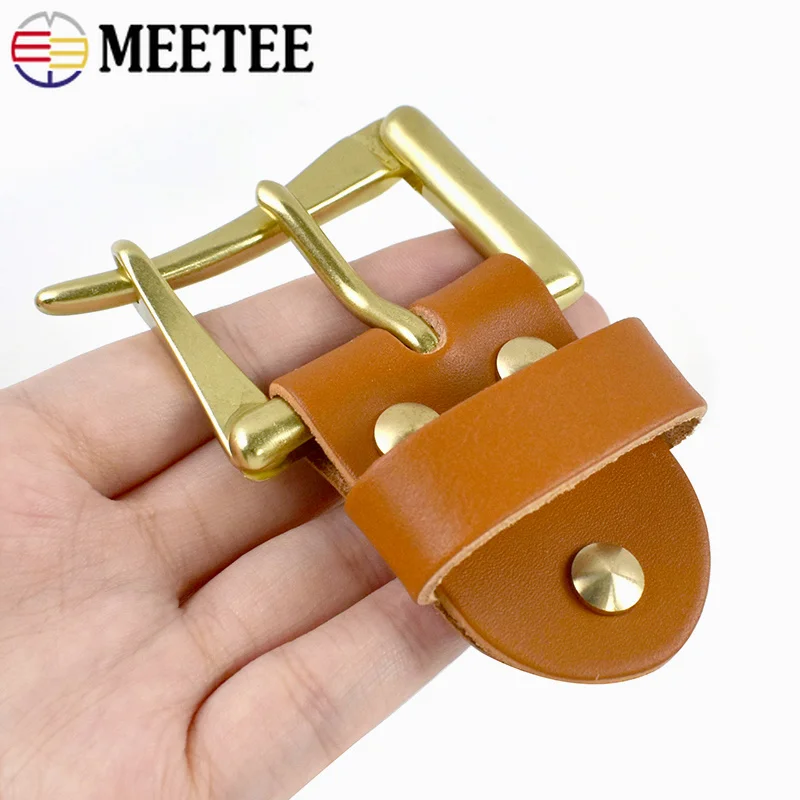 

1Set 40mm Solid Brass Belt Buckle Men's Waist Band Head Connection Leather Loop Clasp Screw Rivet Keeper Belts Ring Accessories