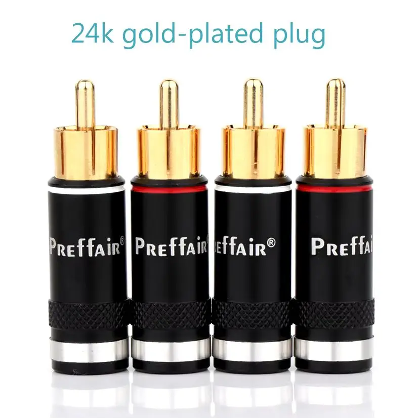 Preffair Hifi RCA Plug 24K Gold Plated RCA Connector Locking Coaxial Connector Socket Adapter factory High Quality