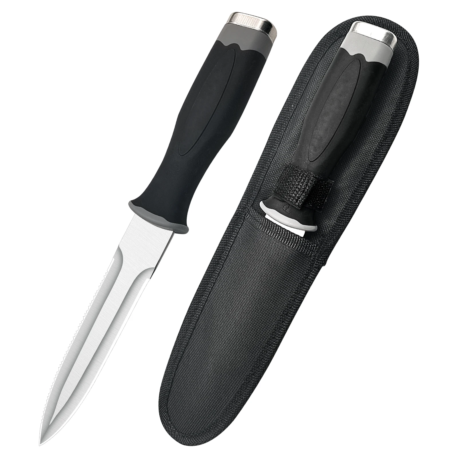 Coltello multiuso con lama fissa in acciaio inossidabile, fodero in tessuto, impugnatura in gomma antiscivolo, strumento da taglio versatile per il campeggio, il giardinaggio e l’uso quotidiano in