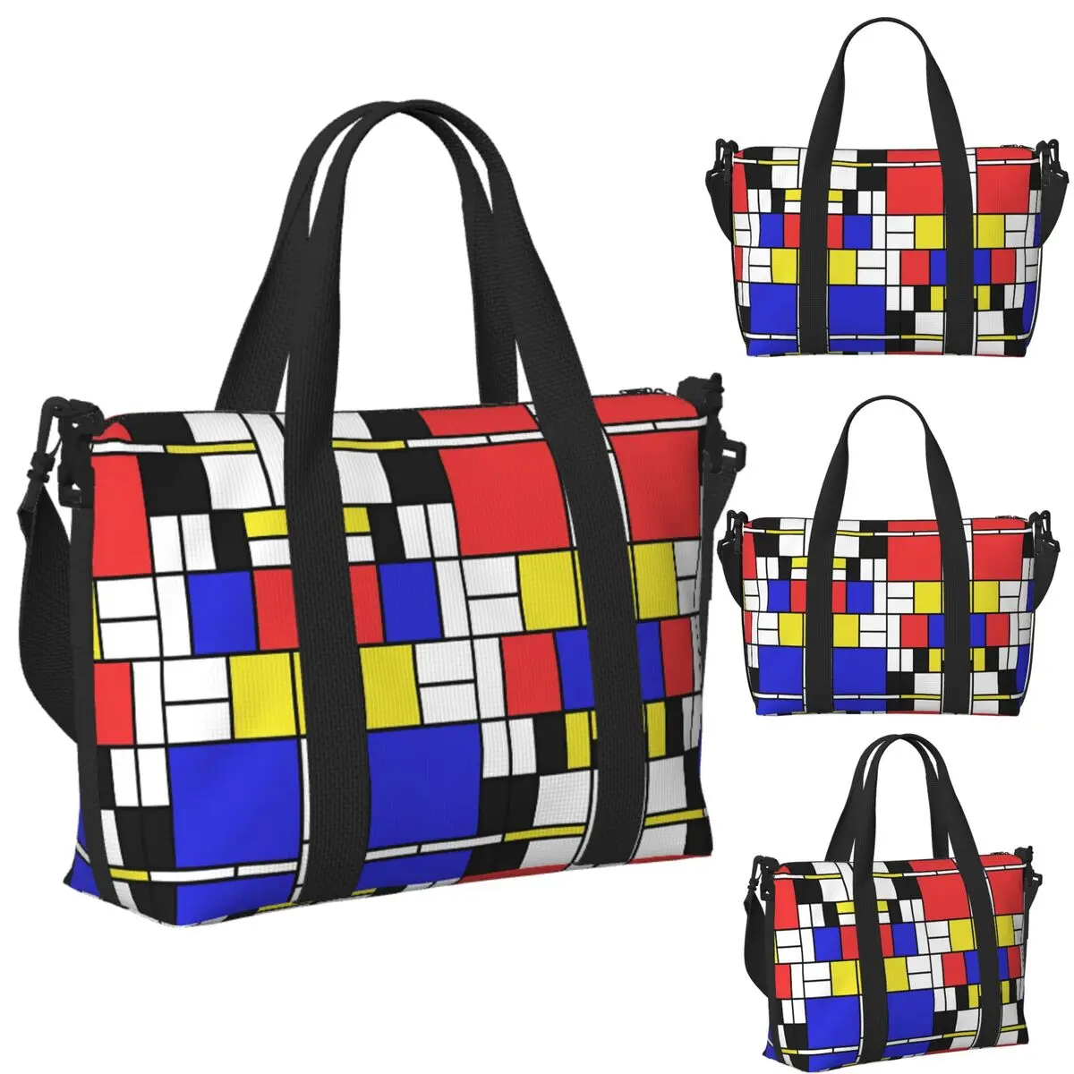 

Пользовательский Mondrian # Две пляжные дорожные сумки, большие вместительные сумки для тренажерного зала, йоги, женская дорожная сумка для покупок, сумка на плечо