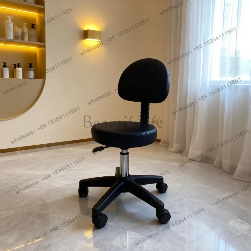 Factory Direct Sales Beauty Stool Solid Rotary Lifting Back Chair Stainless Steel Pedals
