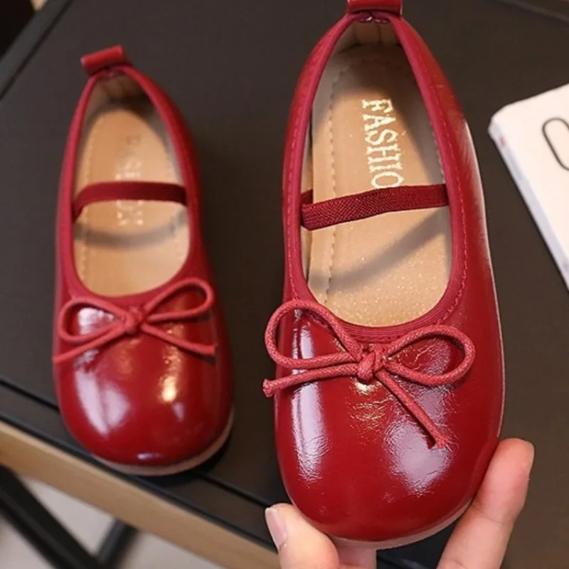

Fashion Girl Leather Shoe 2025 Autumn Hot Selling Child Bow Flat Shoes Cute Girls Princess Performance Women's Children's Shoes