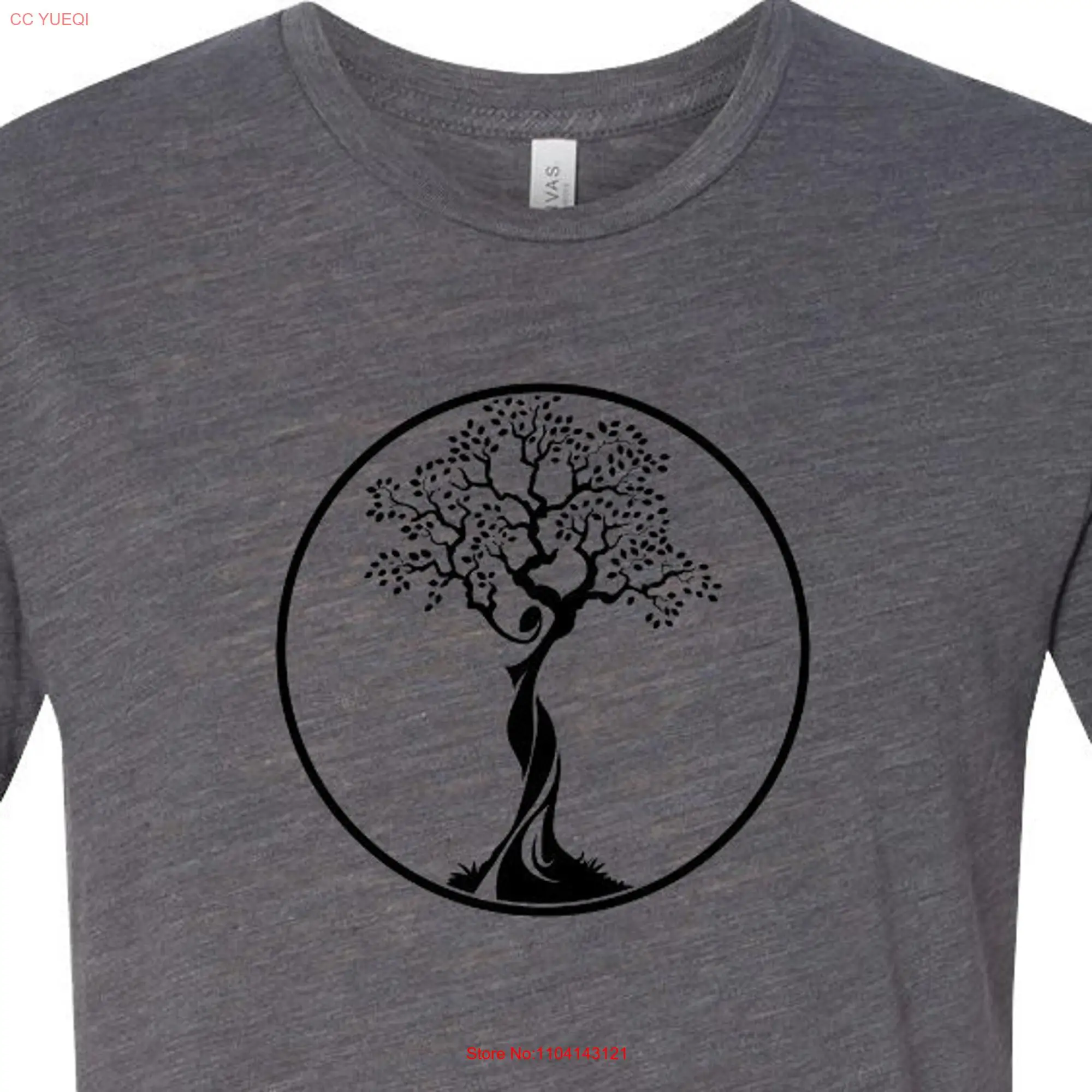 Black Tree of Life Circle Burnout Yoga T Shirt BTREECIR 3650 long or short sleeves