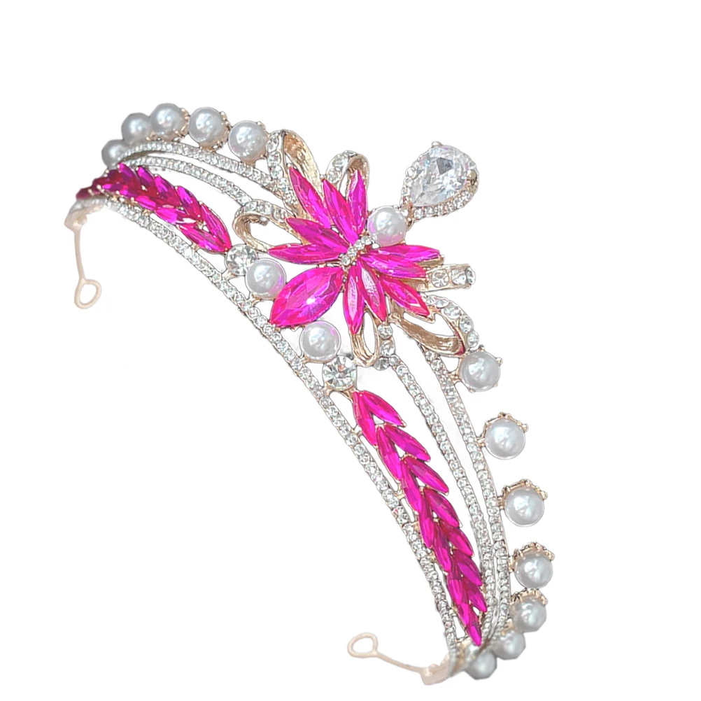 

Pearl Bow Crown Rhinestone Wedding Bridal Hair Accessories Birthday Party Crowns Women Headb Materials Special