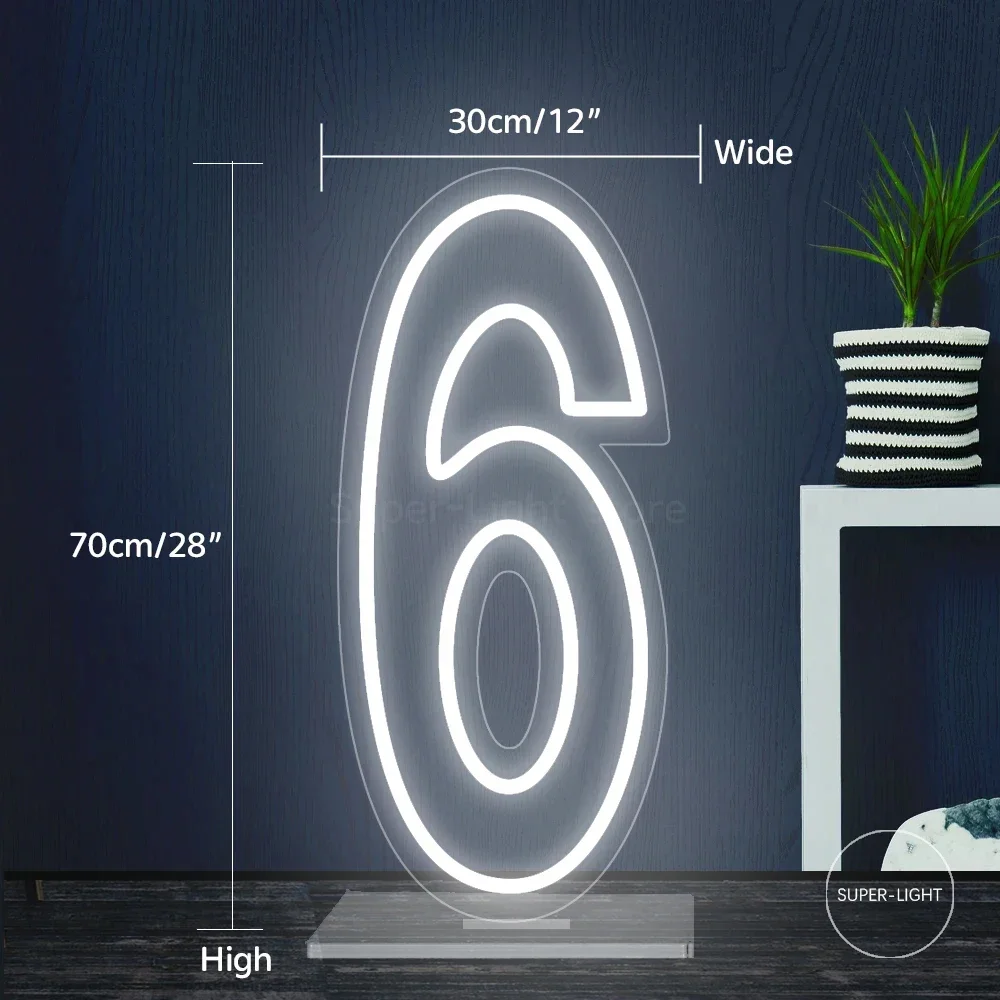 70cm/28inch Big LED Number Neon Signs Flex LED Neon Light Baby Birthday Wedding Number Table Sign Personalized Light Sign