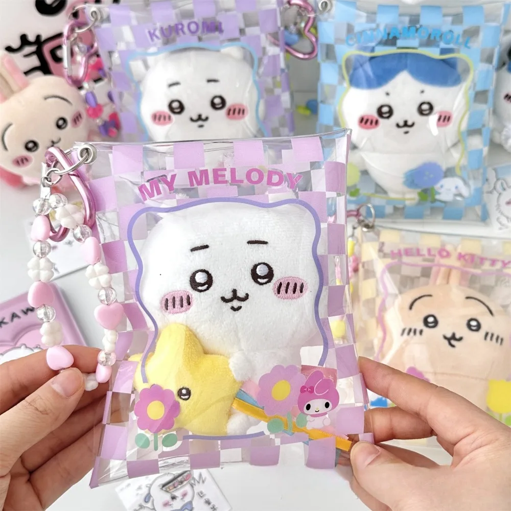 Sanrios New PVC Baby Bag Anime Kawaii My Melody Cinnamoroll Transparent Zero Wallet Chikawas Hachiware Usagi Cute Storage Hanger