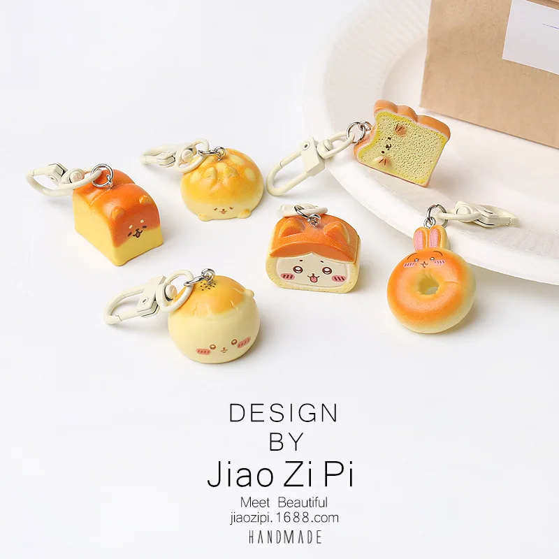 New Creative Chiikawa Dessert Bread Keychain Kawaii Funny Pendant Anime Accessories Bag Decoration Girl Toy Ins Trendy Fine Gift