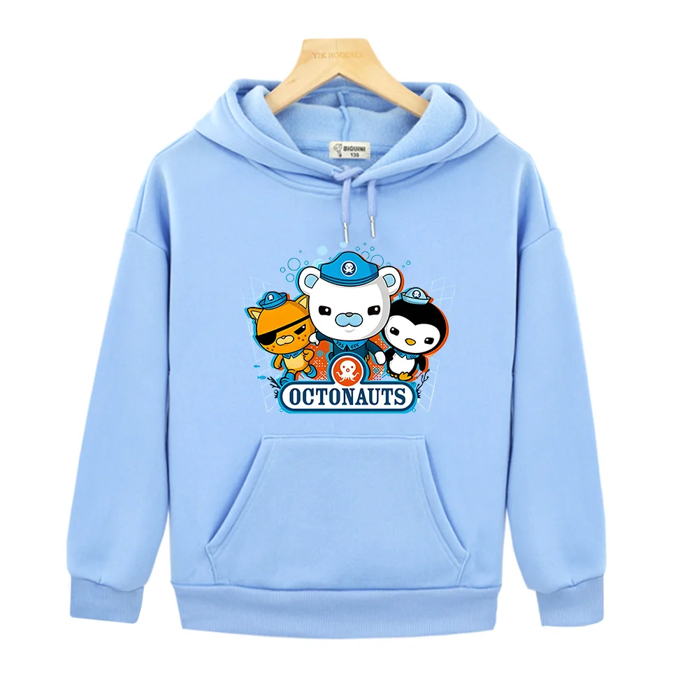 

Детский пуловер Octonauts для мальчиков и девочек, мультяшная толстовка с капюшоном, модная универсальная детская одежда с карманами, уличная спортивная одежда