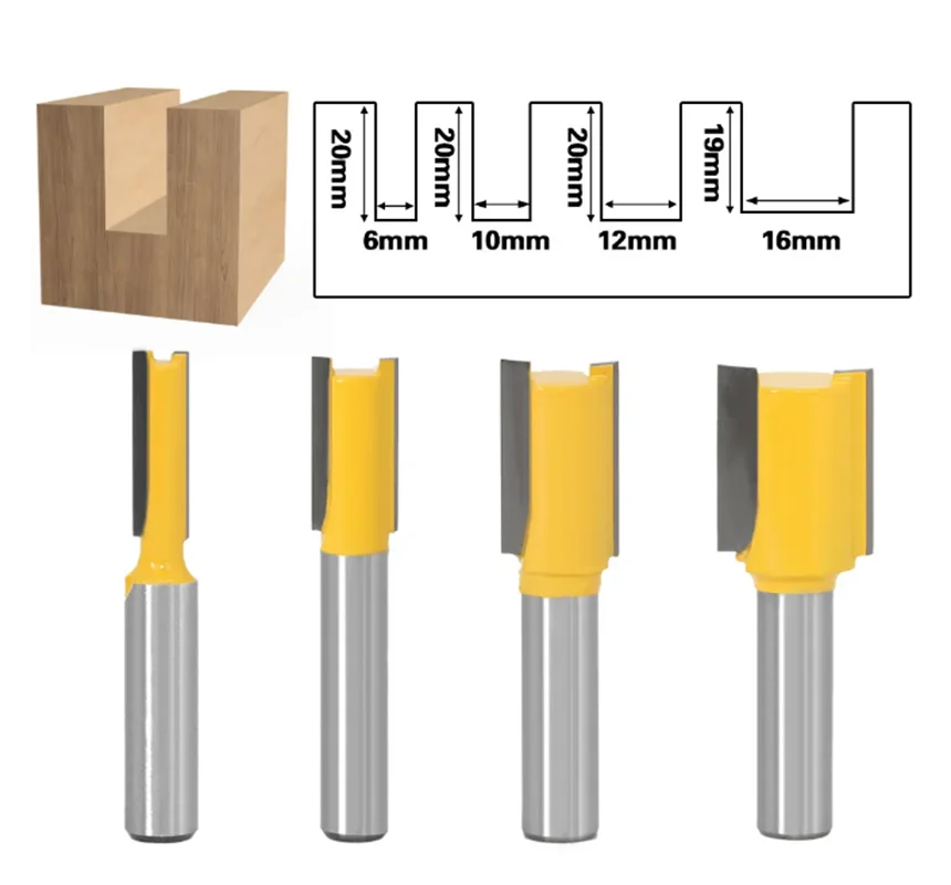 

4-Piece Set Of Woodworking Double Edge Straight Knife Carving Woodworking Milling Cutter Trimming Machine Head 8 Handle Straight