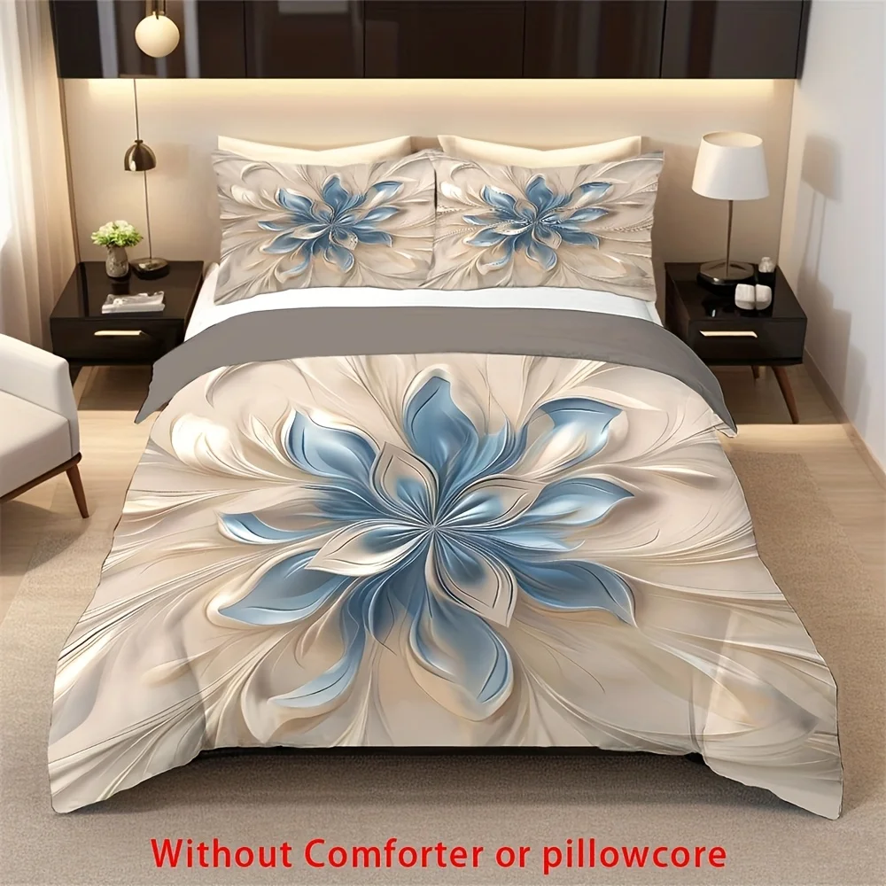 

2/3pcs Abstract Art Flowers Duvet Cover Set (1 Duvet Cover + 1/2 Pillowcase, Without Core), Luxury And Elegant Art Flowers