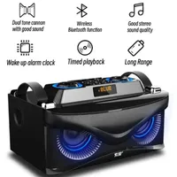 Soaiy S68 Wireless Speaker Mic Portable Bass LED Alarm Clock FM Radio Support TF Car Picnic Dance Bluetooth Outdoor Subwoofer