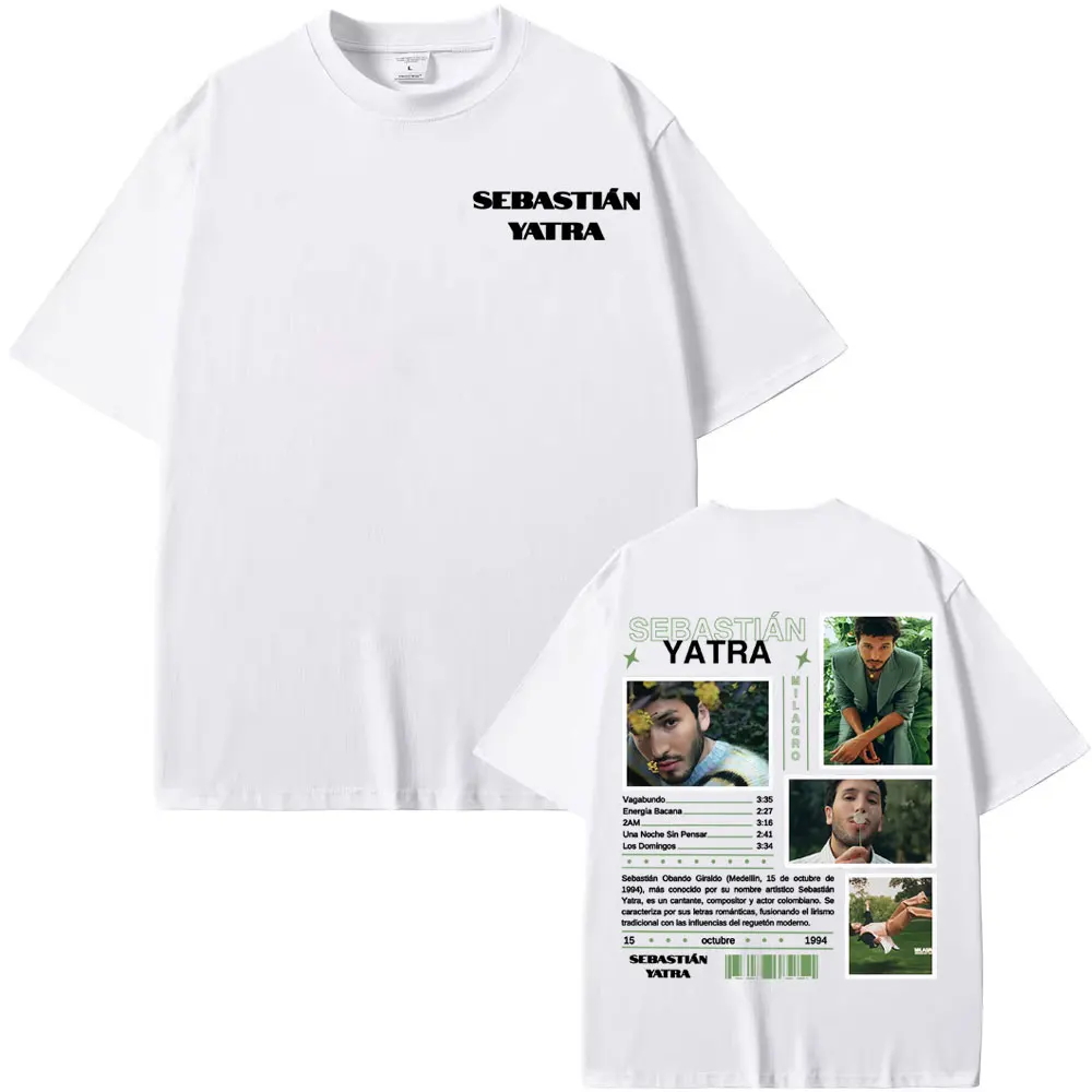 المغني سيباستيان ياترا ميلاجرو 2025 ميرش تي شيرت الرجال النساء الهيب هوب الجمالية قصيرة الأكمام تي شيرت المتضخم تي شيرت الشارع الشهير