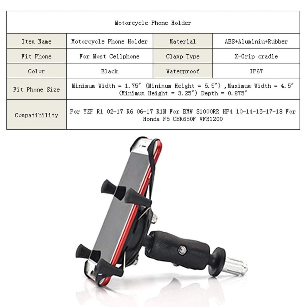Precision Motorcycle Phone Camera Holder Navigation Grips Bracket Adjustable For R1 R6 BMW-S1000RR Honda F5 CBR650F