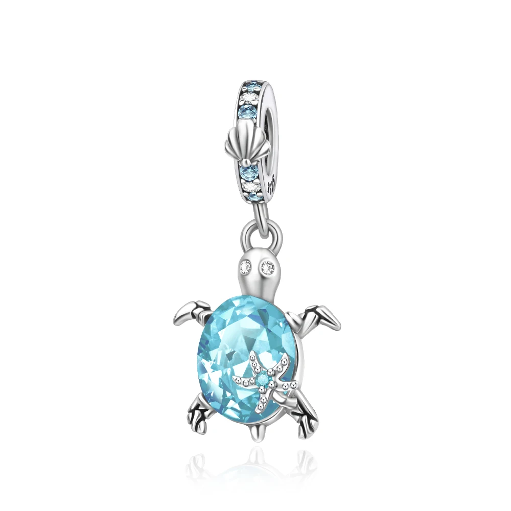 

Danturn 925 Sterling Silver Beads Light blue Sea Star Turtle Dangle Charm fit Snake Chain Bracelet Fashion Women Jewelry Making