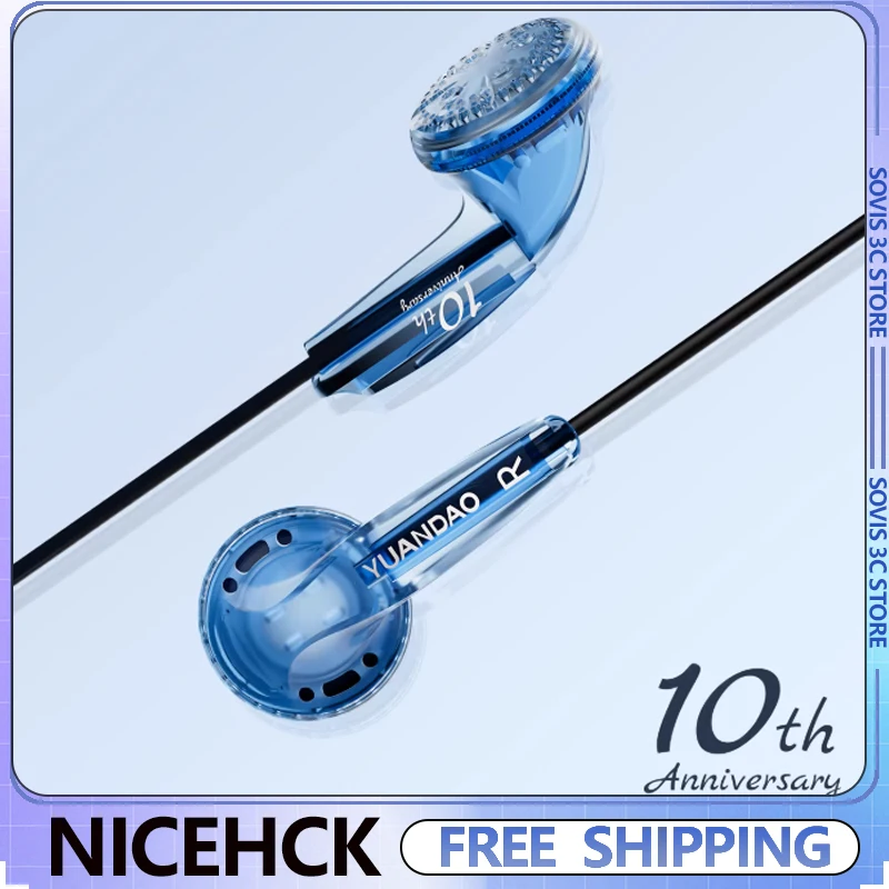 Fones de ouvido NICEHCK Edição de 10º Aniversário, Fone de ouvido Audiophile com Plugue 3.5mm/Type-C, Driver Dinâmico PET de 15.4mm, Microfone HD, Headset