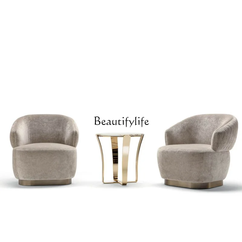 أريكة قماش فاخرة خفيفة كرسي ترفيهي صالون تجميل نادي الاستقبال كرسي فردي فني #5