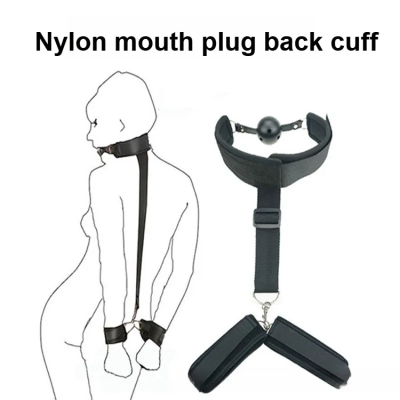  Bondage Gear Set Rear Handcuffs Ball Gag Mouth Restraint BDSM Restraints for Women Couples Play Adjustable Wrist Cuffs