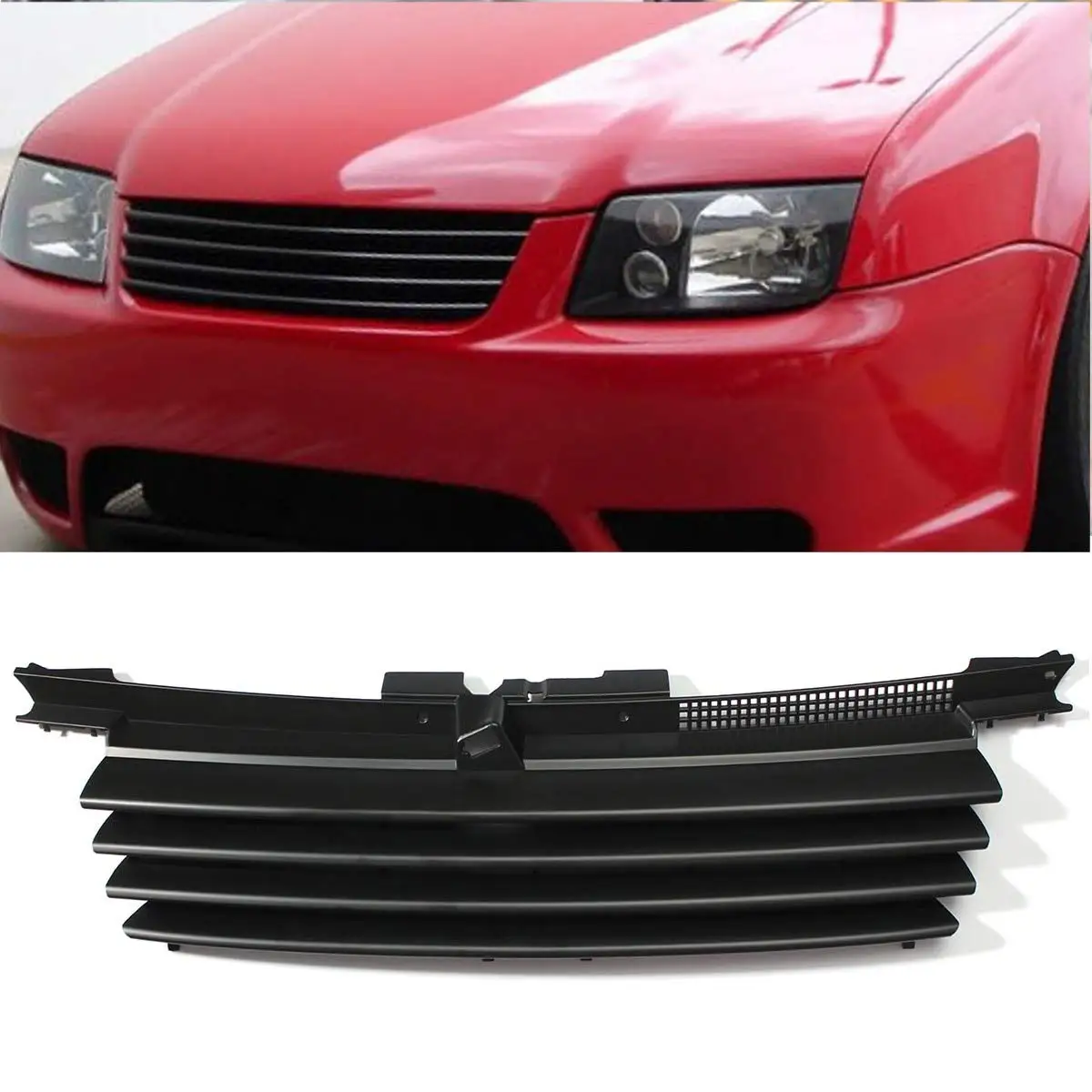 Black Car Grill - Matte Black Car Front Hood Grille for VW/Jetta/Bora MK4 1999-2004 1J5853655C