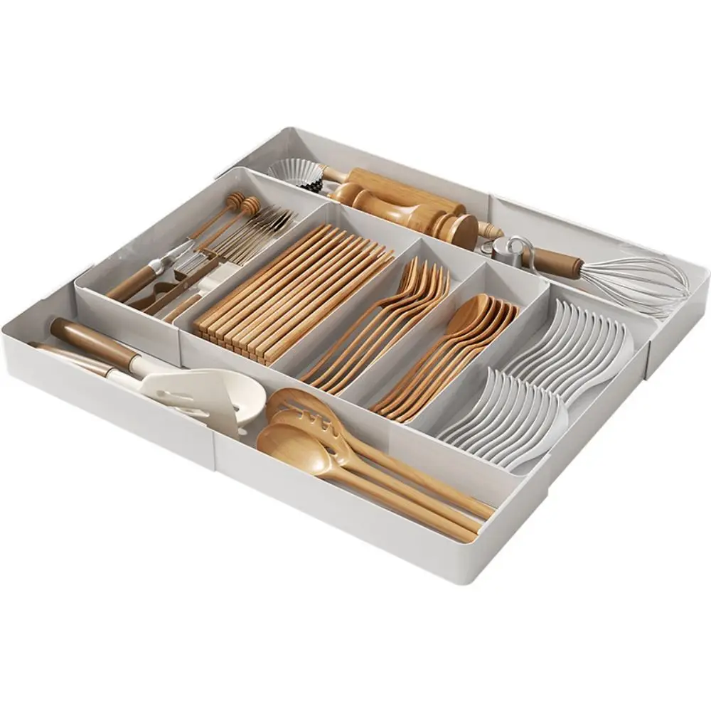 

Expandable Drawer Organizer Adjustable Versatile Kitchen Utensil Storage Box Plastic Flatware Cutlery Holder Tray Drawer Divider