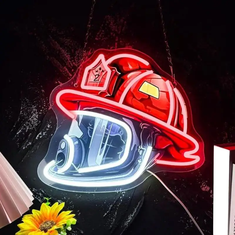 

Colorful LED Party Lamp in Fireman Helmet Creative Night Light Playful Room Light for Bedroom Game Room Event Y5GB