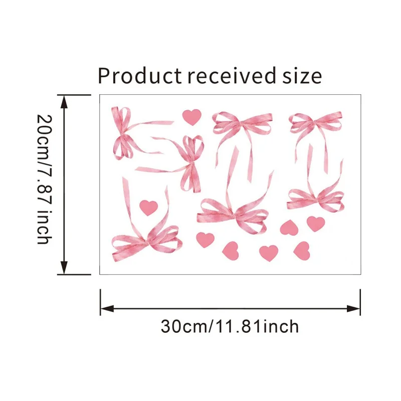 Pink Bow Love Home Decor Stickers Closet Stickers Girl Heart Bedroom Wall Stickers