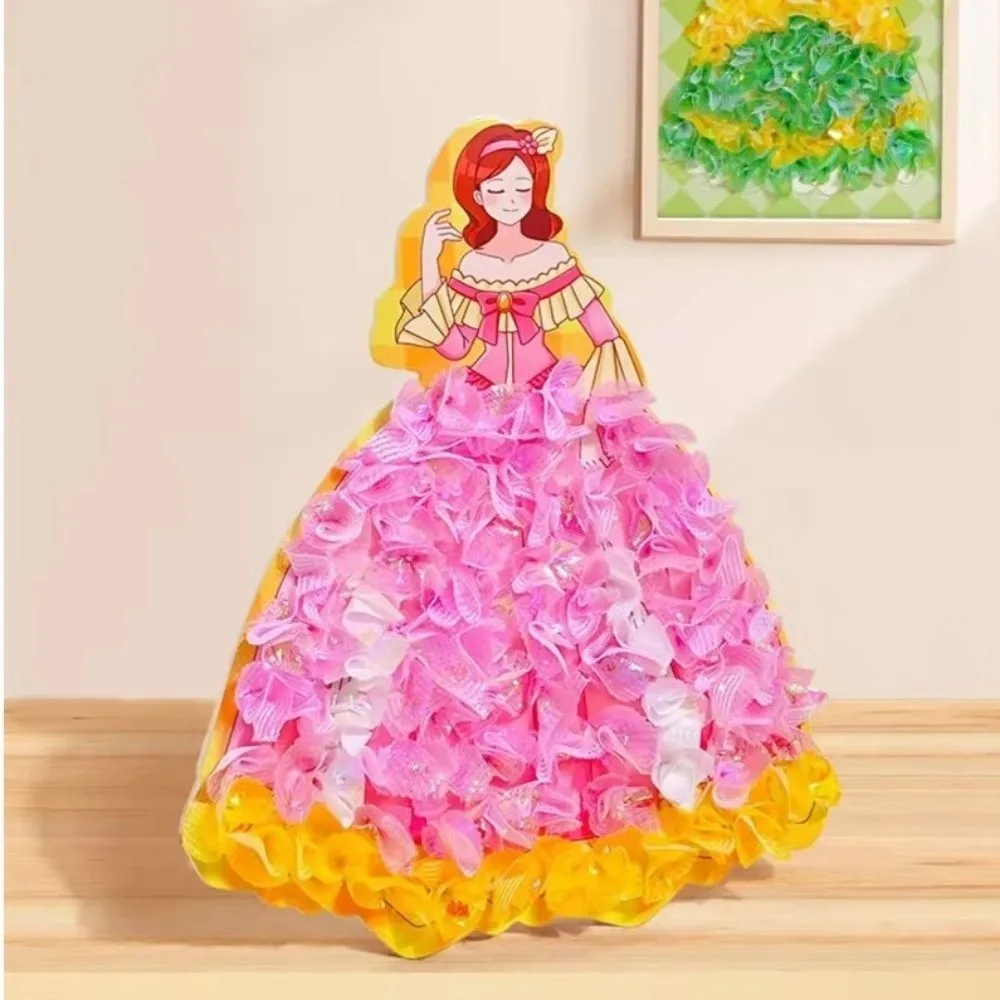Creative Princess Theme Poke Art Puzzle Handmade Fairy Tale Hand Poke Painting Sticky DIY Dress Up Sticker Book For Girl
