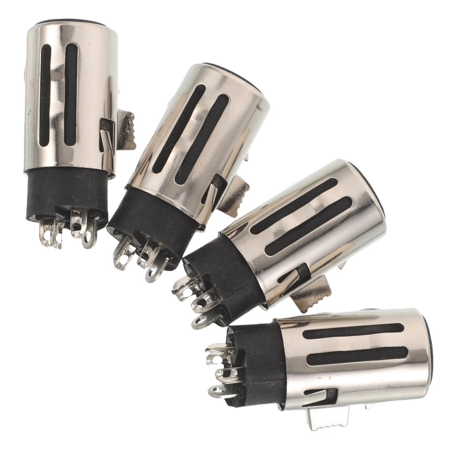 

4Pcs Microphone Connectors 3 Pin Xlr Female Metal Shell Audio Adapter High Durability Mic Line Converter Mic Replacement Parts