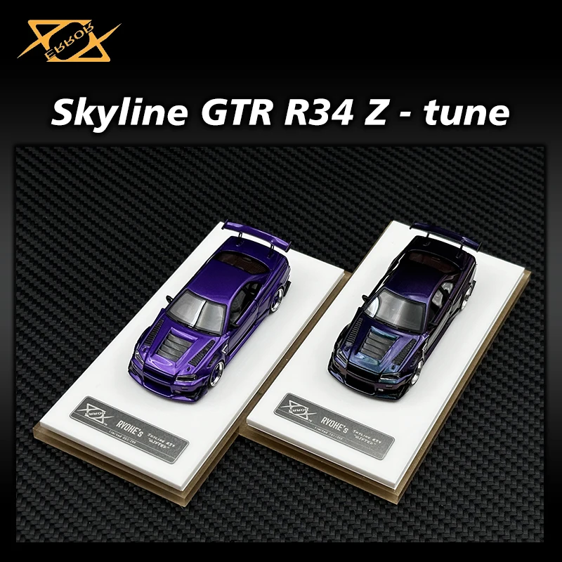 Modèle de voiture en résine Skyline GTR R34 Z Tune, 404 courageux, en stock, 1:64