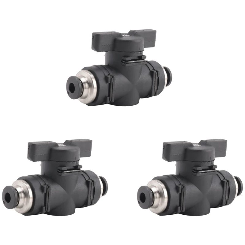 4Mm Push Connect Valve Ball Valve 4Mm Air Flow Control Valve Quick Connect Valve Tube Fittings 3 Pack Easy Install