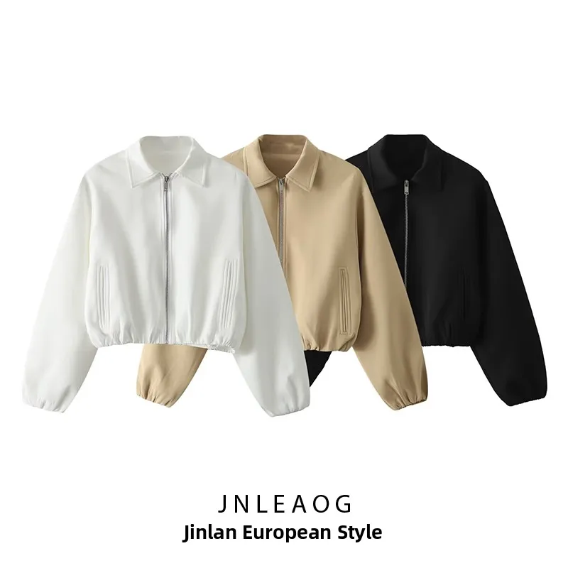 

JNLEAOG Autumn New Women's Faion Design Puffy Jaet Versatile Design ort Outerwear Polyester Fabric Long Sve Zipper C...