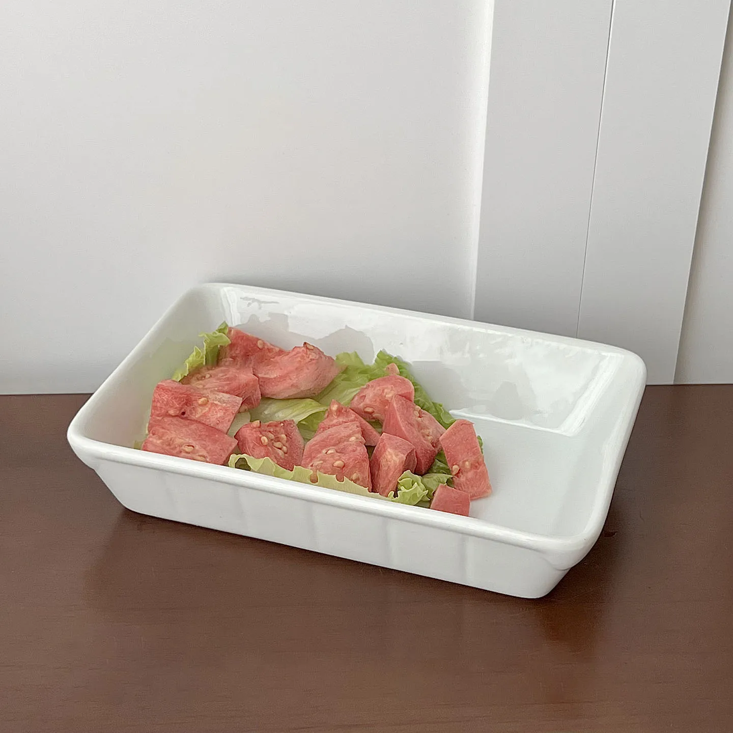 

Белые прямоугольные керамические тарелки, минималистичные бытовые керамические блюда для запеченного риса, универсальная посуда большой емкости