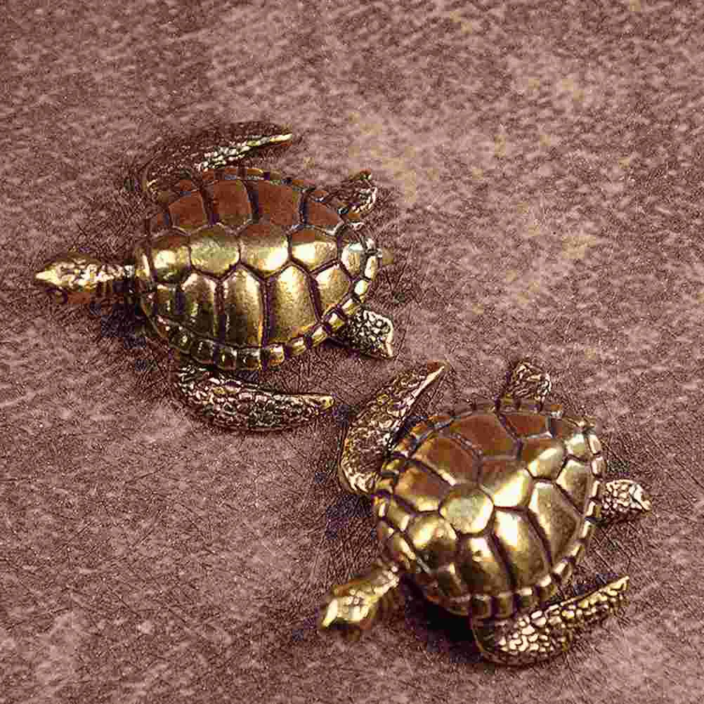 صغيرة البرونزية السلحفاة قلادة تمثال النحت الرجعية السلحفاة النحاس البحر ديكور المنزل مكتب حلية #3