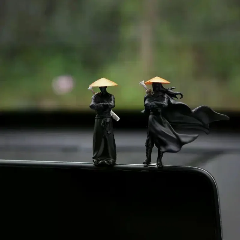Resin Mini Figurines Decorative 50mm Ancient Sino-Japanese Samurai Warriors Office Cubicle Home Desktop Car Interior Model Gifts