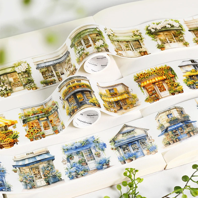 60mm*2m Vintage Corner Flower Shop Series Stickers Foil Tape And Washi Tape For DIY Decorative scrapbook Stationery supplies