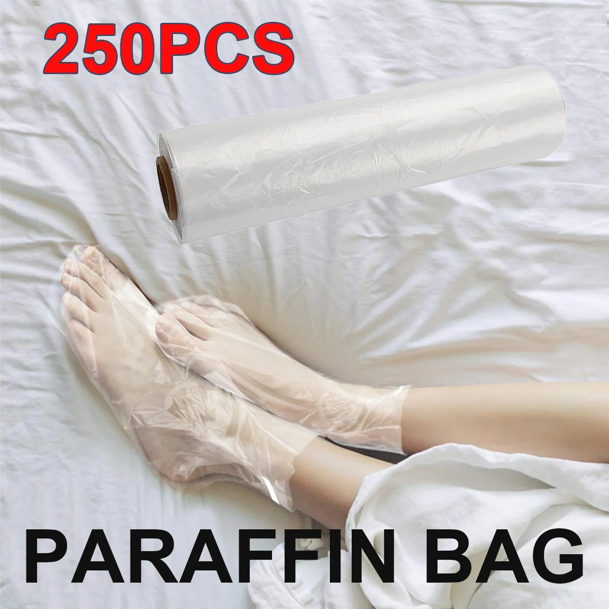 250 stuks/rol wegwerp voethoezen transparant PE SPA therapie paraffinezakken voering