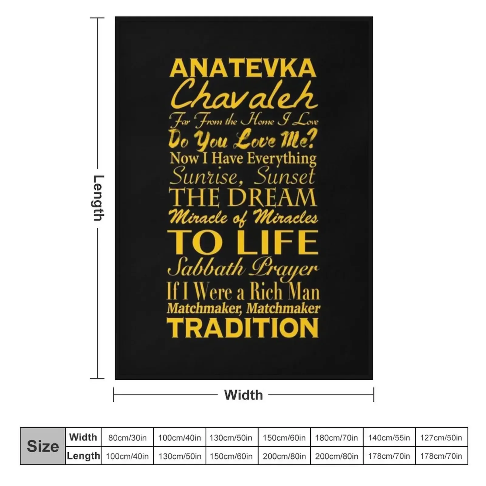 Fiddler on the Roof - Song List Classic T-Shirt Throw Blanket couch cozy soft plush fuzzy picnic outdoor blanket