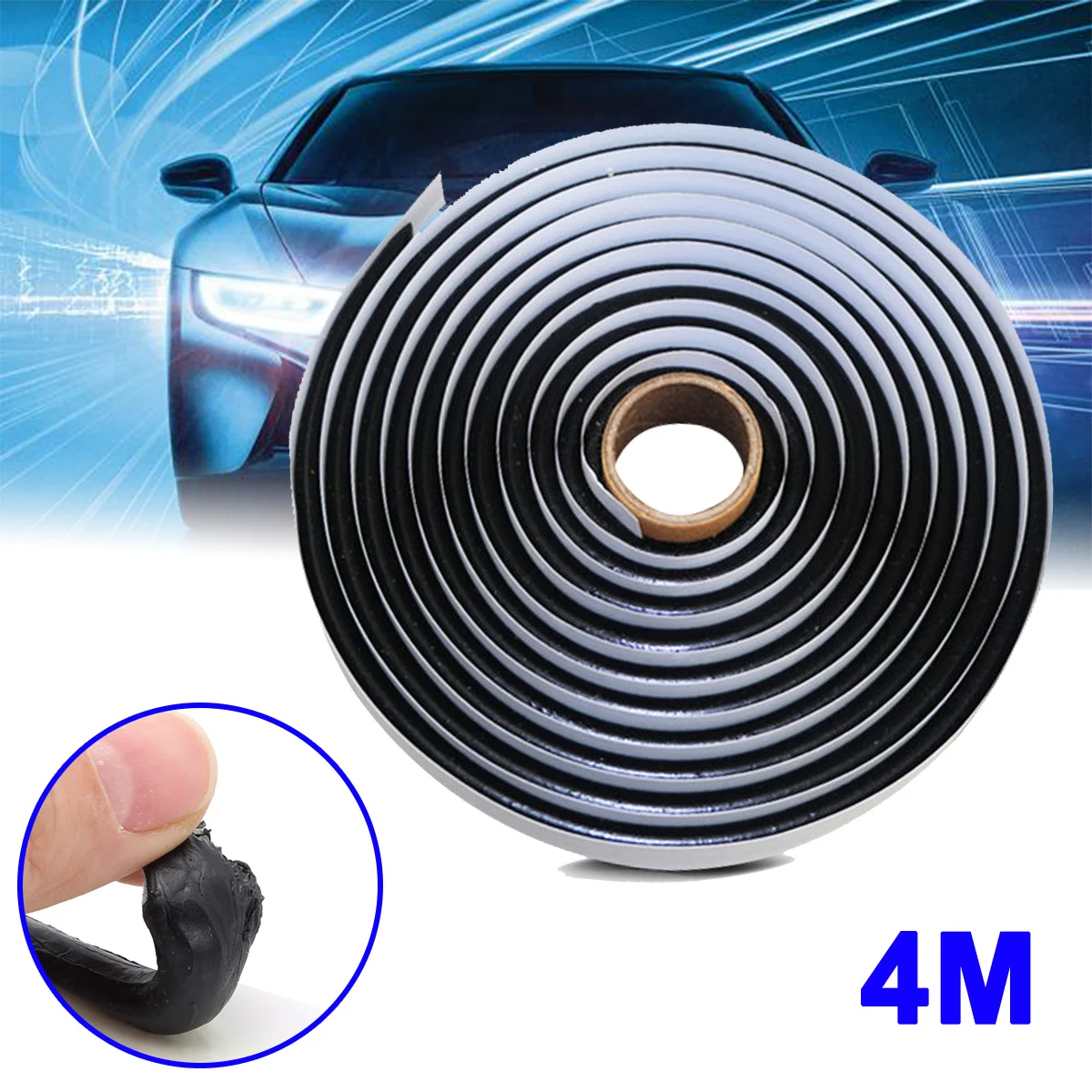 4M Black Butyl Rubber Glue Sealant Car Truck Headlight LED Retrofit Reseal Strip