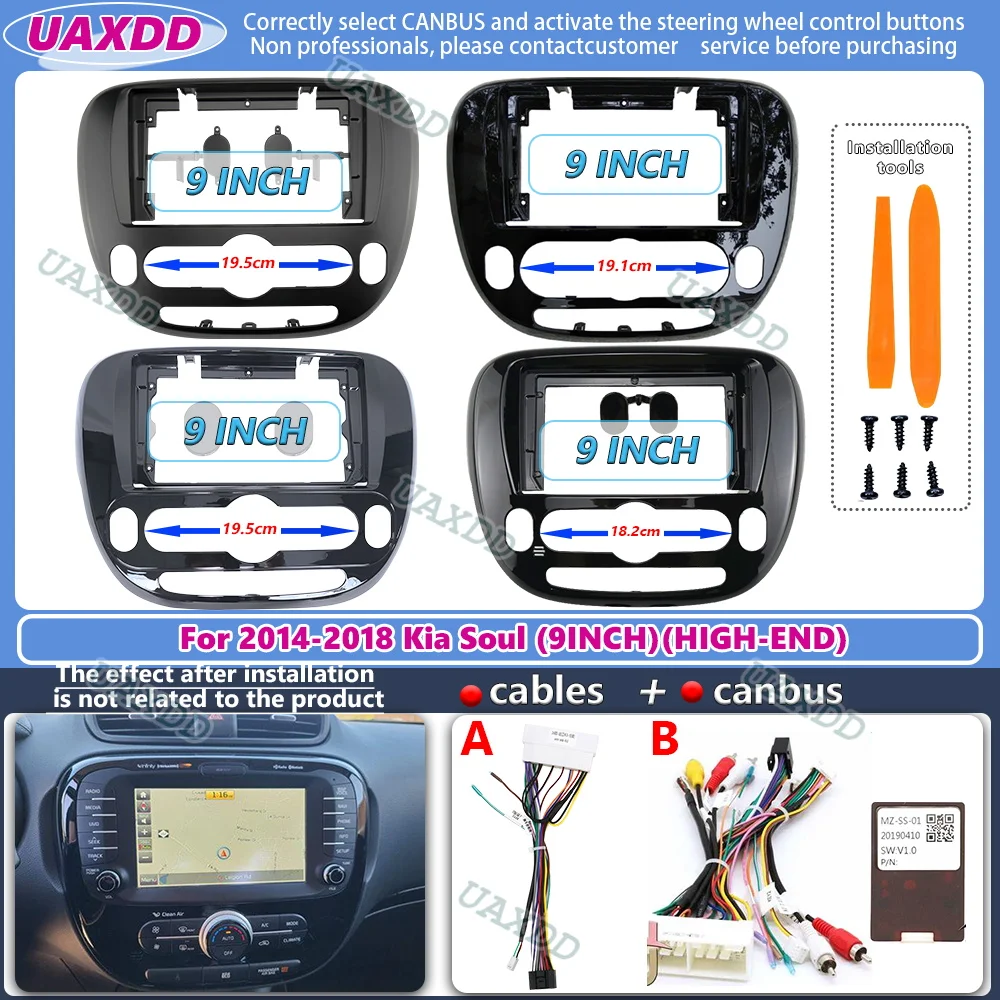 

9 Inch Car Frame Fascia Adapter Android Radio Dash Fitting Panel CD Kit For Kia Soul 2014-2018 2 Din Interior stereo radio cable