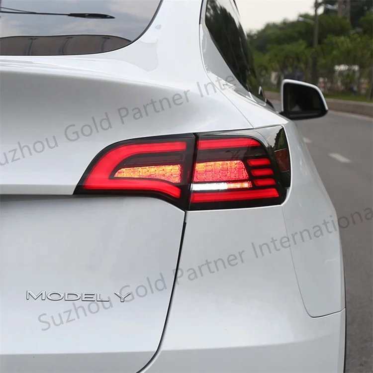 Car Tail Trunk Light Dynamic Turning Streamer Smoked Led Tail Lights Reverse Brake Taillight Lamp Kit For Tesla Model 3