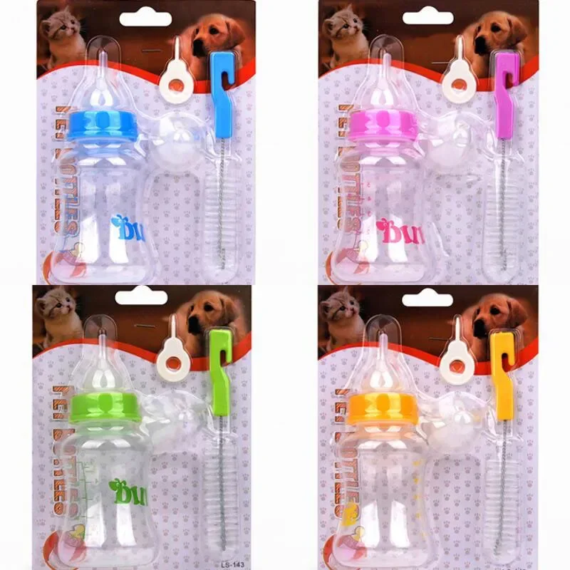 Pet Milk Bottle Feeding Bottle Dog Cat Bady Nursing Water Milk Feeder With Cleaning Brush Color Randomly 150ml