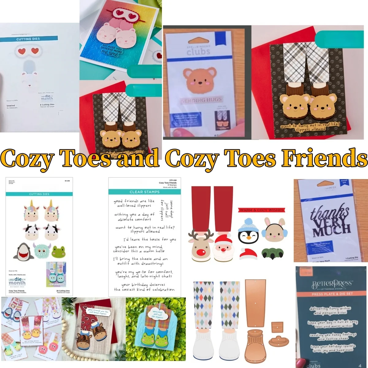 

Cozy Toes and Cozy Toes Friends Bear Animal Collection Metal Cutting Dies Clear Stamp for DIY Making Card Scrapbook Decoration