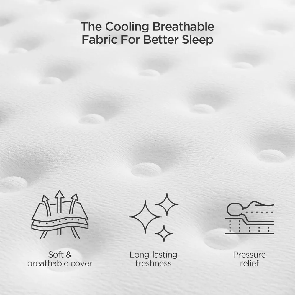 مرتبة هجينة من إسفنج الذاكرة مقاس كامل 10 بوصة، زنبرك جيب لعزل الحركة، مرتبة في صندوق للنوم المريح