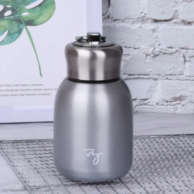 1Pc 300ML Fashion Mini Coffee Vacuum Flasks Lovely Stainless Steel Thermos Portable Travel Water Bottle With Lid Cups