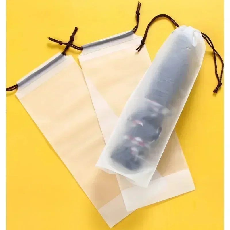 

Plastic Bag Matte Translucent Umbrella Storage Bag Reusable Portable Umbrella Drawstring Storage Cover Home Storage Organizer