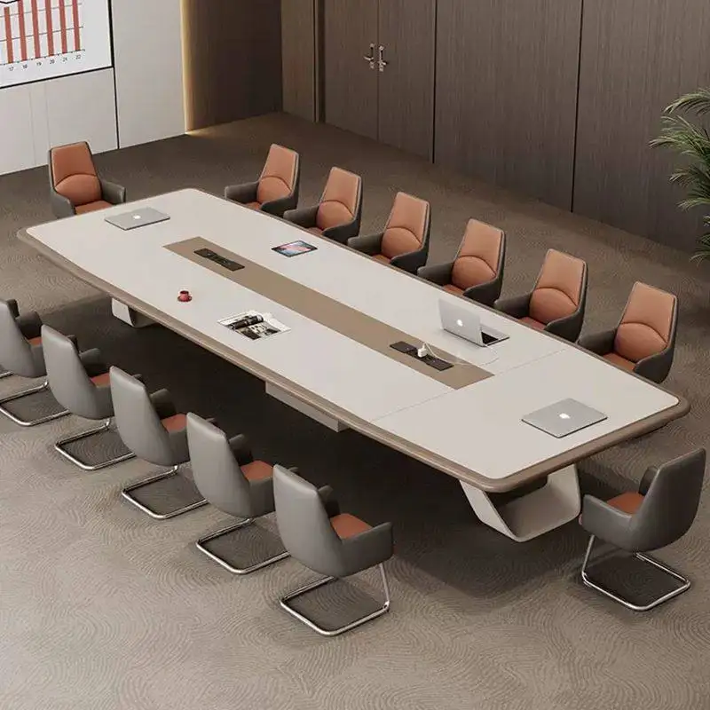 

conference long table simple modern large and medium-sized conference room negotiation training table and chair combination