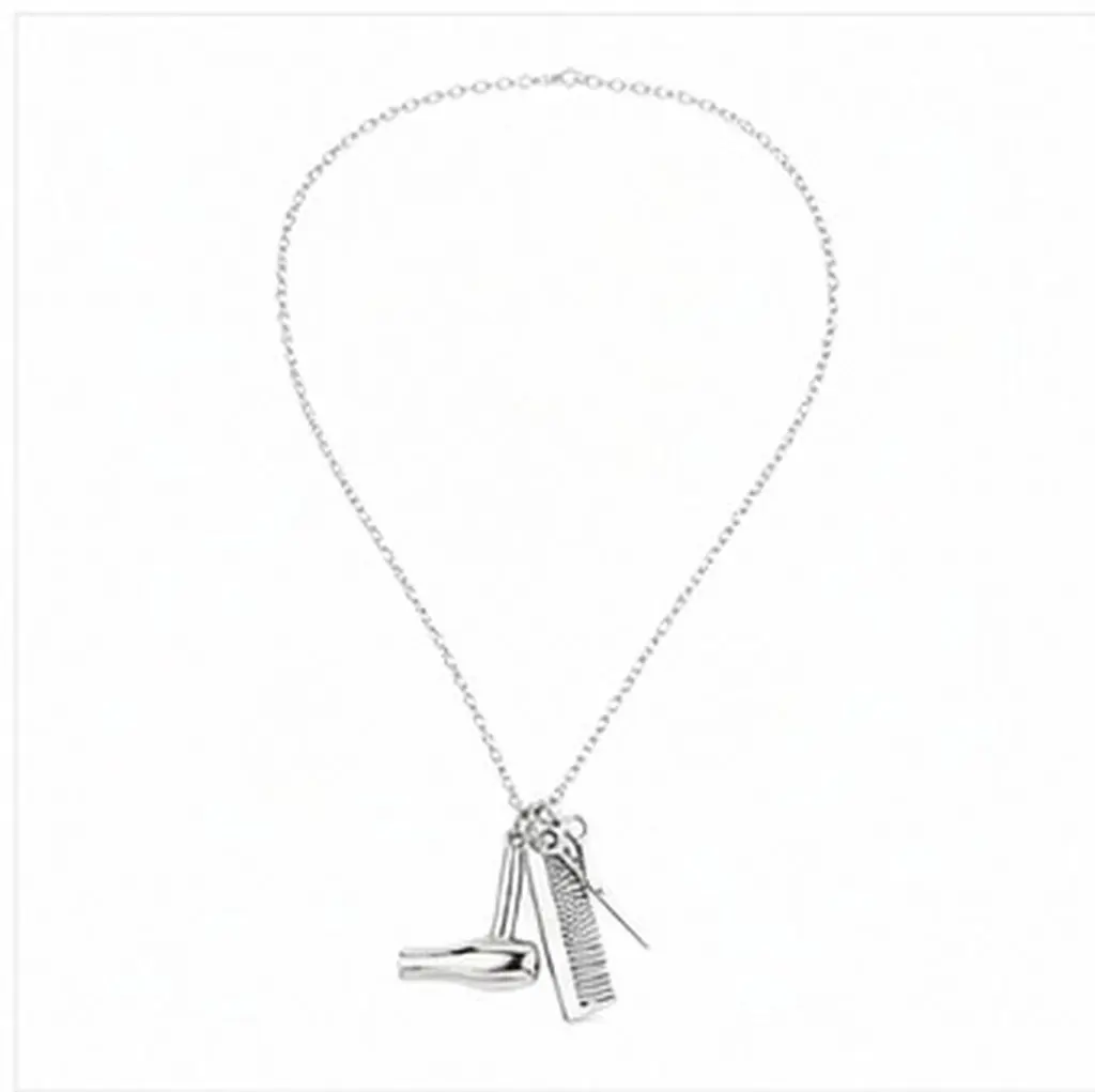 Scissors Charm Necklace Alloy Hair Stylist Pendant Sweater Chain Comb Hair Dryer Charms for Barber Hairdresser Fashion Accessory