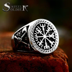 steel soldier charm norse viking rune ring stainless steel engagement and wedding ring set biker ring men for Skandinavia