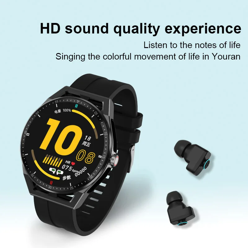 

T20 Smart Watches TWS 2 In 1 HIFI Stereo Wireless Headphones Music Playback Bracelet Bluetooth Phone Men's Sports Smartwatch