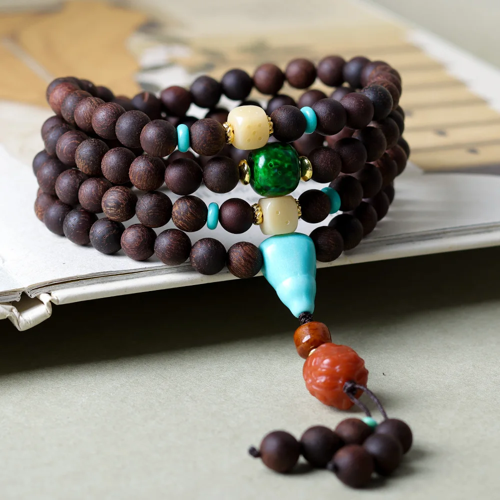 

Jiangzhen Fragrance Multi Circle Buddha Bead Bracelet Original Cultural Play Chinese Handstring Sweater Chain