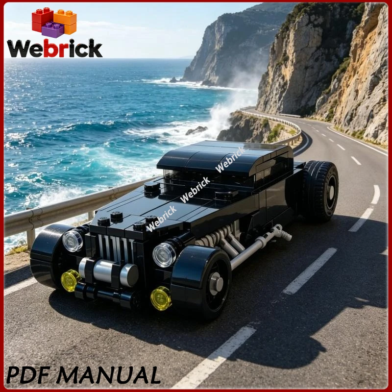 

Batrod Modified Hot Rod MOC Bricks Set Vintage Sports Car Model DIY Assembly Educational Hobby Toy For Fans